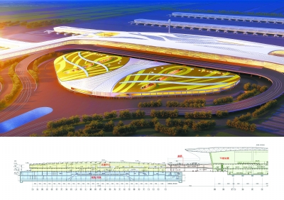 天河机场交通中心效果图。