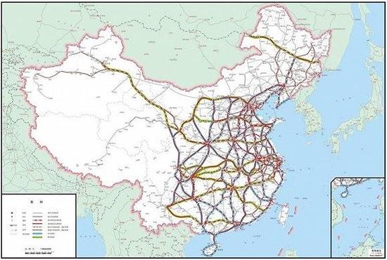 图：中长期高速铁路网规划图
资料来源：中国指数研究院综合整理