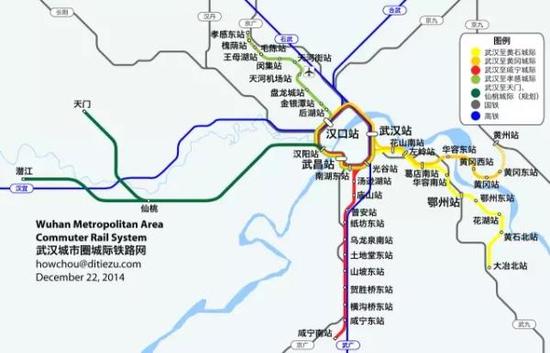 武汉城市圈城际铁路示意图