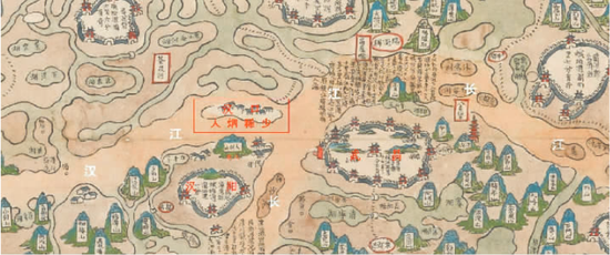 清代地图显示，汉口人烟稀少，湖泊众多 。（徐望生提供）