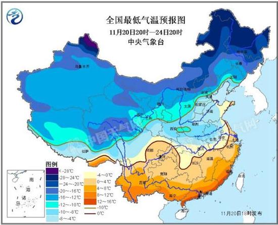 全国最低气温预报图