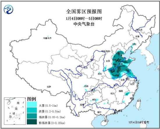 全国雾区预报图