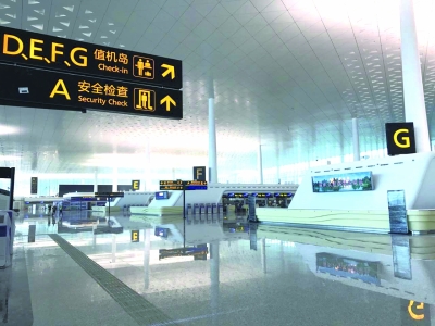 天河机场T3航站楼出发层大厅宽敞明亮