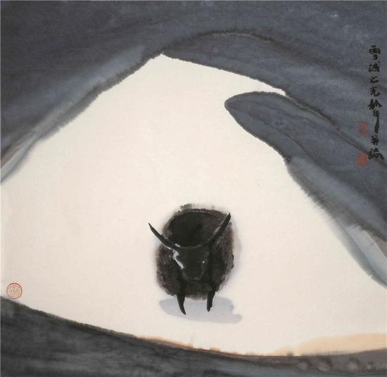 周韶华 雪域之光 纸本水墨 68cm×68cm 2000年