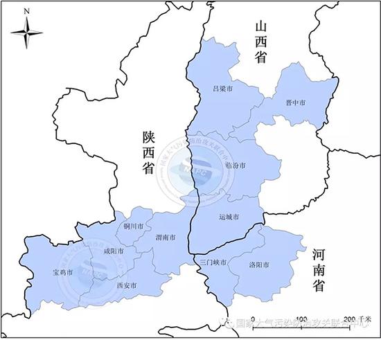 汾渭平原11城市地理位置图