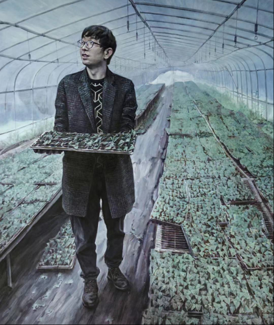 肖丰、吴青 《青春——马良镇青茶育苗精准扶贫项目纪实》 油画 170cm×203cm 2022年