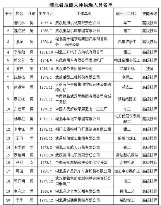 湖北省技术能手