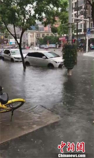 暴雨导致武汉一路段出现短时渍水 郑玉婷 摄