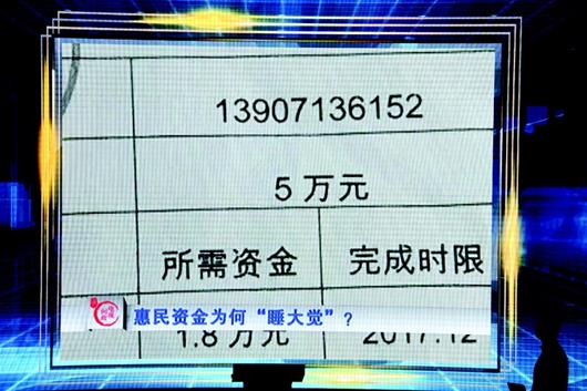 圖為:惠民資金“睡大覺”