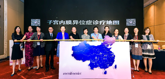 (由多位专家以及爱心企业代表携手点亮“全国内异分布图”,开启惠及万千女性患者的互联网新模式。)