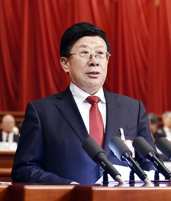 省委书记赵克志代表中共河北省委向大会的召开表示热烈祝贺。 河北日报记者赵跃军 郭昭摄