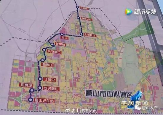 唐山市有轨电车示范线项目(1号线北段一期)线路,全长约36.7公里.