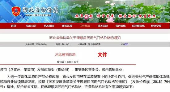 一、理顺居民用气门站价格