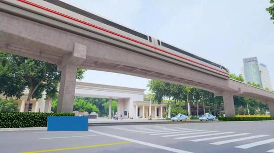 △人民东路市委轻轨效果图