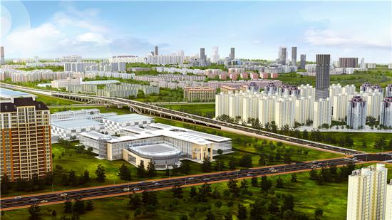 辛集市教育路上跨石德铁路立交桥效果图。 辛集市委宣传部供图
