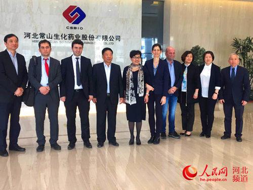 图为国外专家团队到常山药业进行合作交流。