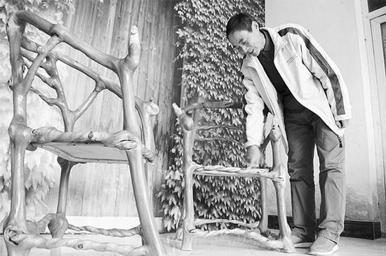 衡水农民种榆树长生态椅 一把椅子卖8万