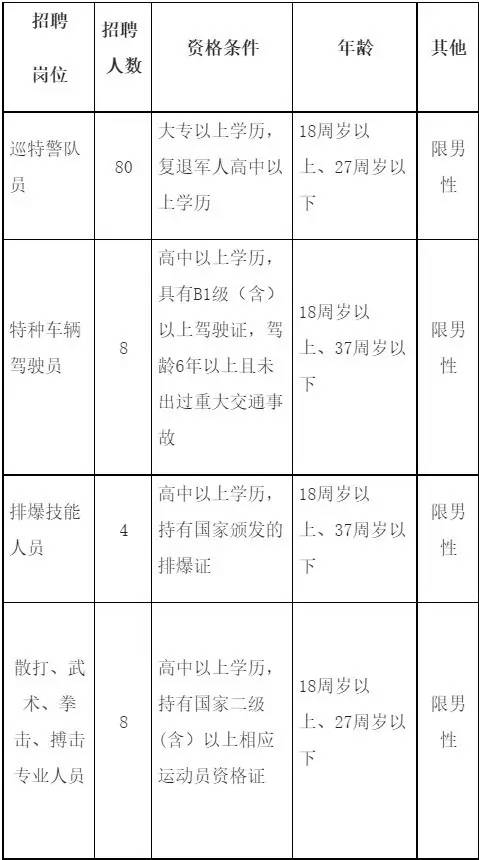 沧州渤海新区公安分局招聘巡特警100人_新浪