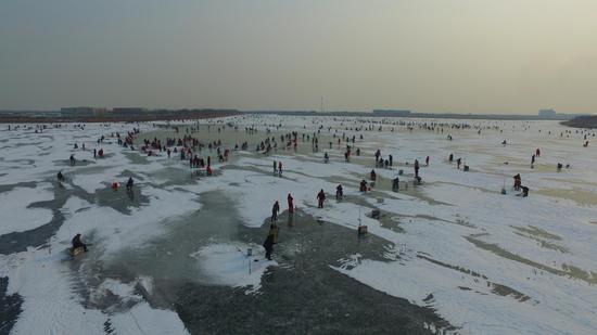 曹妃甸湿地冰钓