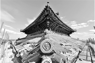 在修缮中的清东陵裕陵隆恩殿。遵化市委宣传部供图