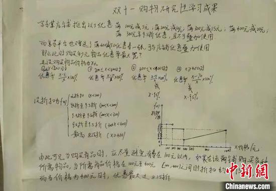 图为武钢三中学生的“省钱攻略” 武钢三中供图