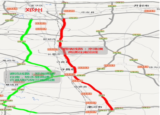圖四.“十一”鄭漯段分流示意圖