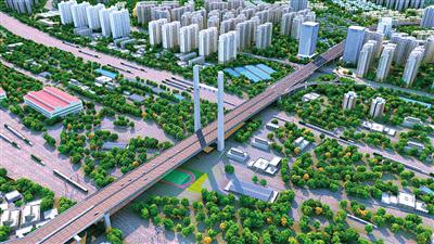 郑北大桥斜拉桥效果图 项目部提供