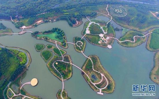 河南鹤壁淇河国家湿地公园（8月27日摄）。河南省鹤壁市淇滨区因地处淇河之滨而得名。