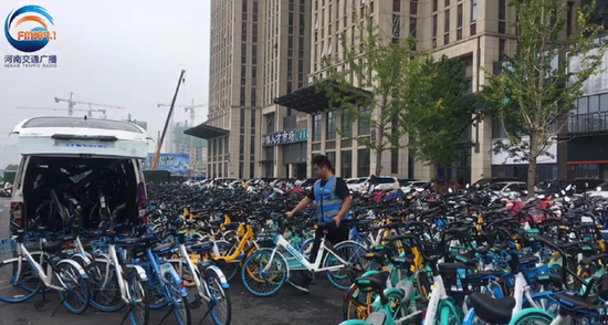 郑州共享单车铺满路面影响通行 交警:将加大处罚力度