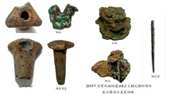 辛店商代铸铜遗址B区工棚式铸铜作坊出土铸铜工具及铜块