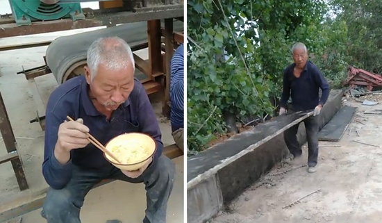 圖為73歲的爺爺為怡然掙換腎錢