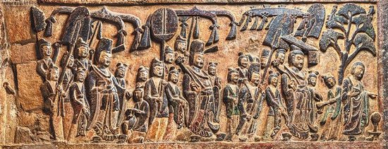 《帝后礼佛图》局部。 王向阳 摄