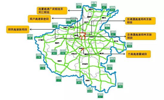 图2。 元旦假期全省高速易堵路段预测分布图