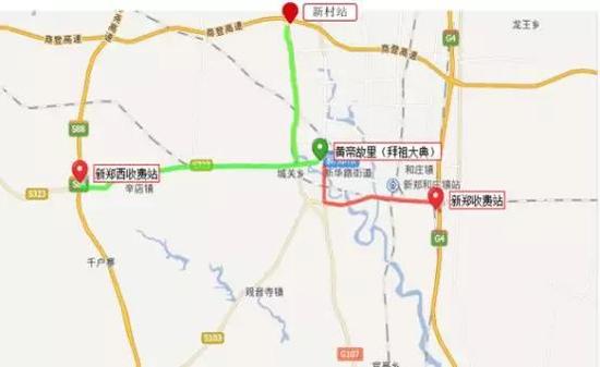 图3、大典期间，新郑周边高速绕行示意图