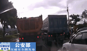 5、不与大货车并排行驶,应抓住时机尽快超越!