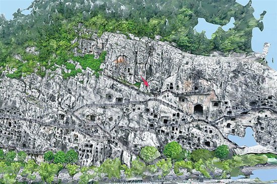 龙门石窟新发现唐代石刻《金刚经》 伊阙崖壁藏梵音 千年金刚