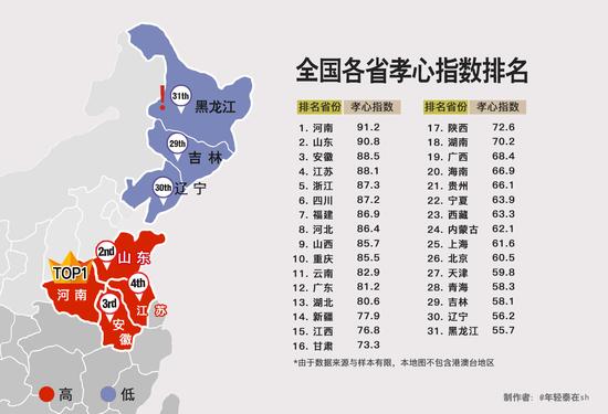 网友自制中国孝心地图 河南排名第一(图)