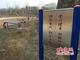 公园内的健身器材立在泥地里，空无一人。