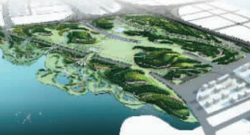 龍湖旁規劃的鳳山效果圖，這里將是新的鄭州森林公園 