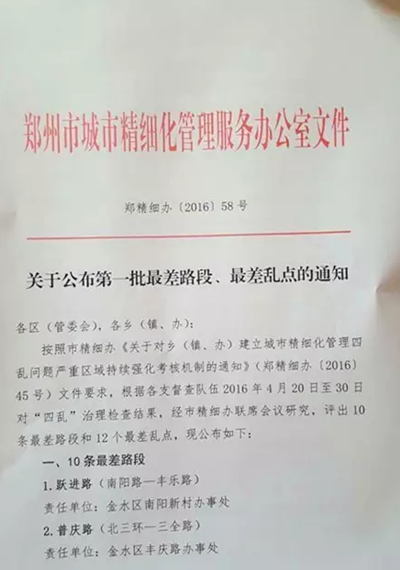 鄭州首批最差路段最差亂點出爐