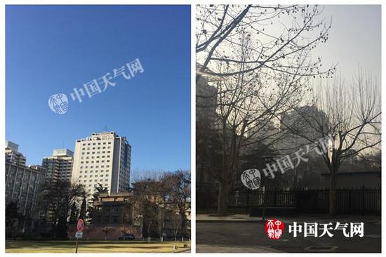 北京2日上午10时和下午14时空气质量对比明显。
