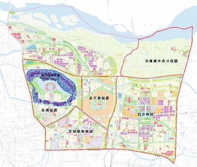 郑东新区5大组团布局图