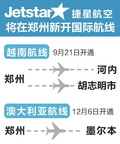 郑州机场将新开三条国际客运航线 可直飞越南两城