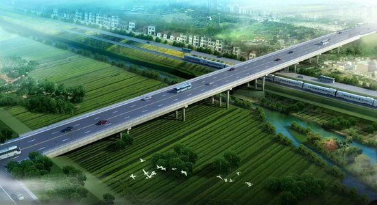 郑许高速上跨新密铁路效果图