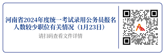 河南省2024年度统一考试录用公务员报名人数较少职位有关情况（1月23日）