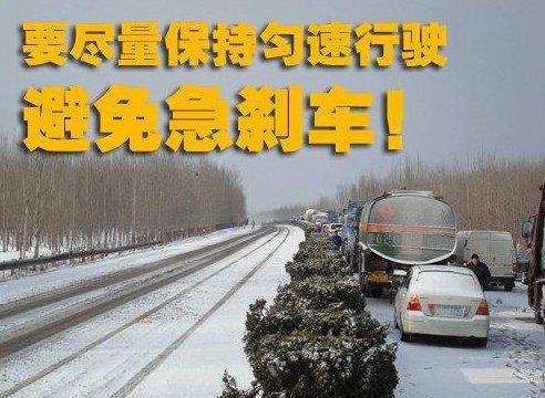 3。 冰雪路面行车须 “ 四缓 ”