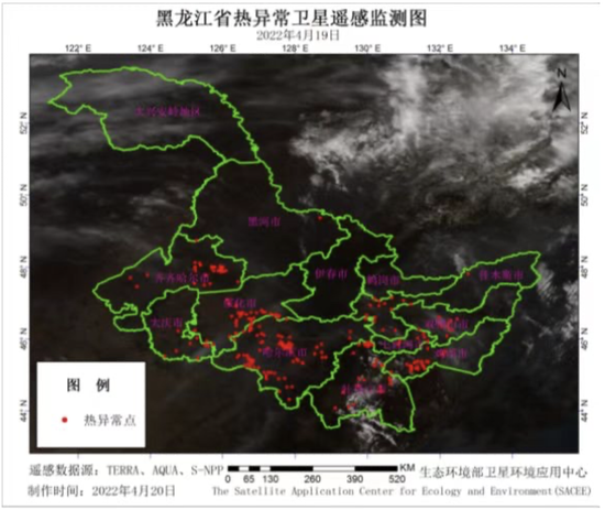  19日黑龙江省热异常卫星遥感监测图