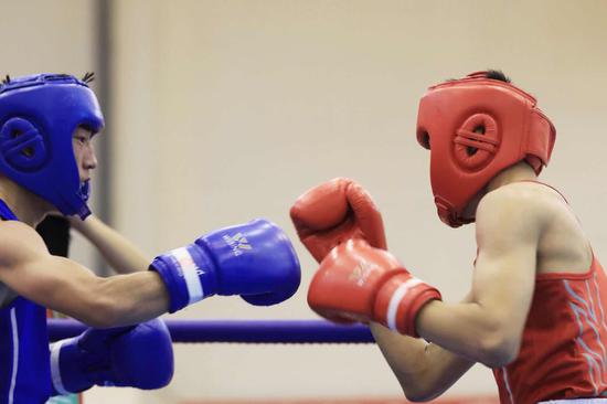 8月30日，黑龙江省第十四届运动会拳击项目决赛在大庆市体育运动学校落下帷幕。（摄影：张澍）