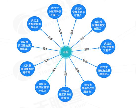 杜军名下11家公司。    天眼查APP截图