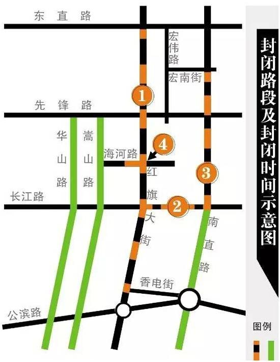 封闭路段及时间示意图